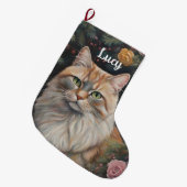 メオウィクリスマスキュートな猫好きプレゼント ラージクリスマスストッキング (正面 (吊り時))