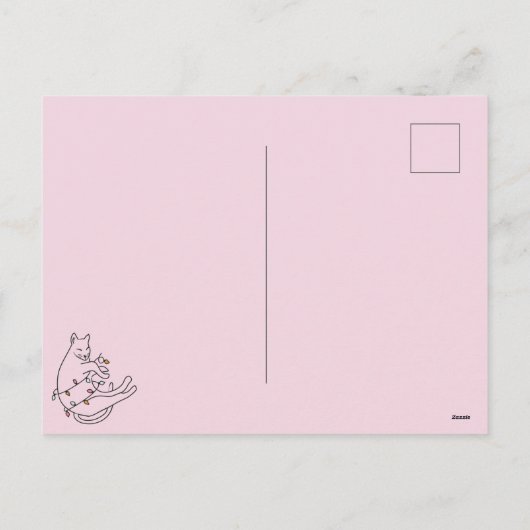 メオウィクリスマスピンクの猫のライト シーズンポストカード (裏面)