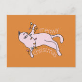 メオウィクリスマスピンクの猫のライト シーズンポストカード (正面)