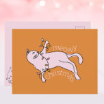 メオウィクリスマスピンクの猫のライト シーズンポストカード<br><div class="desc">この可愛いピンク猫のクリスマスポストカードでクリスマスを楽しもう！ライト付き図解入りの、写真付きののハンドキャットは、これらのフェスティバルとおもしろいを作る。</div>