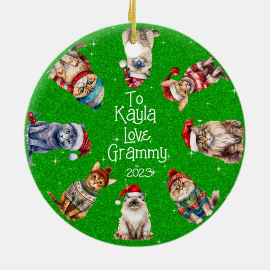 メオウィクリスマスフェスティバル猫オングリーングリッター セラミックオーナメント (裏面)