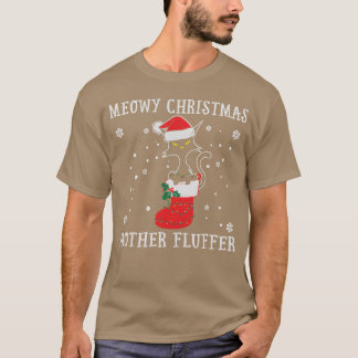 メオウィクリスマスマザーフラファーおもしろい猫好きGIF Tシャツ