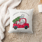 メオウィクリスマスレッドトラック猫の休日 クッション (ブランケット)