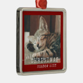 メオウィクリスマス素朴レッドシルバー メタルオーナメント (右)