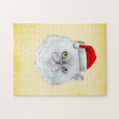 メオウィクリスマス!サンタ帽子をかぶったかわいい猫 ジグソーパズル (横)