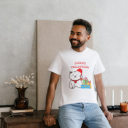 メオウィクリスマス!漫画キャットクリスマスデザイン Tシャツ