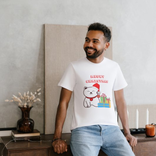 メオウィクリスマス!漫画キャットクリスマスデザイン Tシャツ