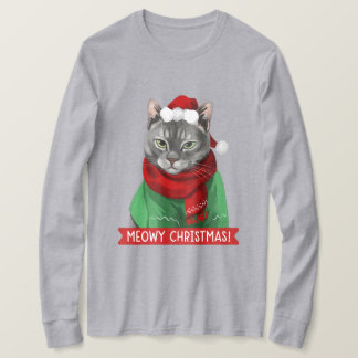 メオウィクリスマスTシャツ、メイベル・ザ・グレー虎猫 Tシャツ