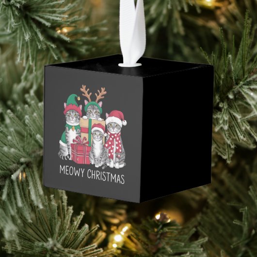 メオウィーのクリスマス猫クリスマスおもしろい猫好き キューブオーナメント (ツリー)