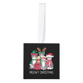 メオウィーのクリスマス猫クリスマスおもしろい猫好き キューブオーナメント (正面)