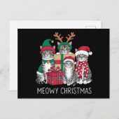 メオウィーのクリスマス猫クリスマスおもしろい猫好き シーズンポストカード (正面/裏面)