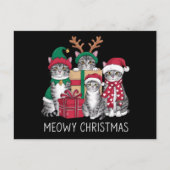 メオウィーのクリスマス猫クリスマスおもしろい猫好き シーズンポストカード (正面)