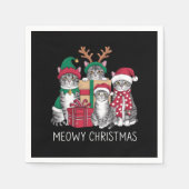 メオウィーのクリスマス猫クリスマスおもしろい猫好き スタンダードカクテルナプキン (正面)