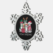 メオウィーのクリスマス猫クリスマスおもしろい猫好き スノーフレークピューターオーナメント (右)