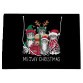 メオウィーのクリスマス猫クリスマスおもしろい猫好き ラージペーパーバッグ (正面)