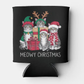 メオウィーのクリスマス猫クリスマスおもしろい猫好き 缶クーラー (正面)