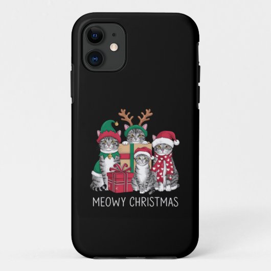 メオウィーのクリスマス猫クリスマスおもしろい猫好き Case-Mate iPhoneケース (裏面)