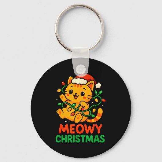 メオウィークリスマス かわいいオレンジタビー猫 キーホルダー (正面)