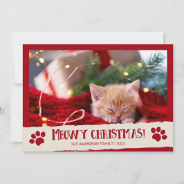 メオウィークリスマス ペット 猫 写真 クリスマスカード
