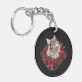 メオウィークリスマス メインクーン 猫 キーホルダー (正面左)