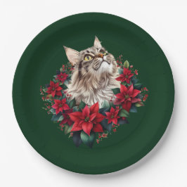 メオウィークリスマス メインクーン 猫 ペーパープレート