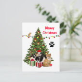 メオウィークリスマス 猫/猫好きコラージュデザイン ポストカード (スタンド正面)