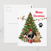 メオウィークリスマス 猫/猫好きコラージュデザイン ポストカード (正面/裏面)