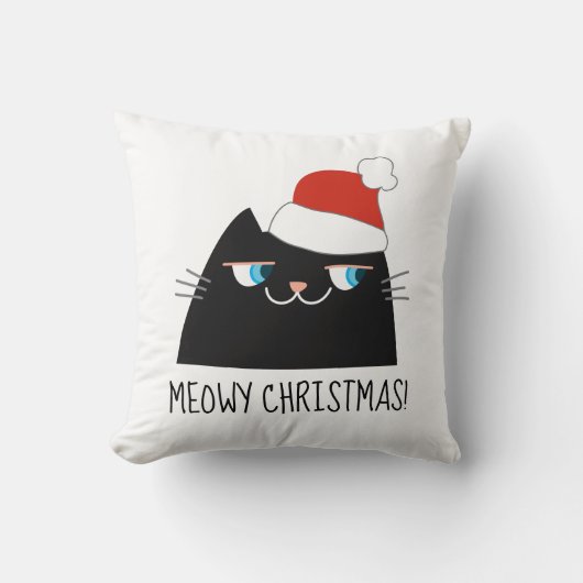 メオウィークリスマス 黒猫の枕 楽しい かわいい クッション (正面)