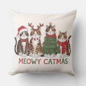 メオウィー・キャットマス おもしろ ホリデー キャッツ - クリスマス デコレーション クッション (正面)