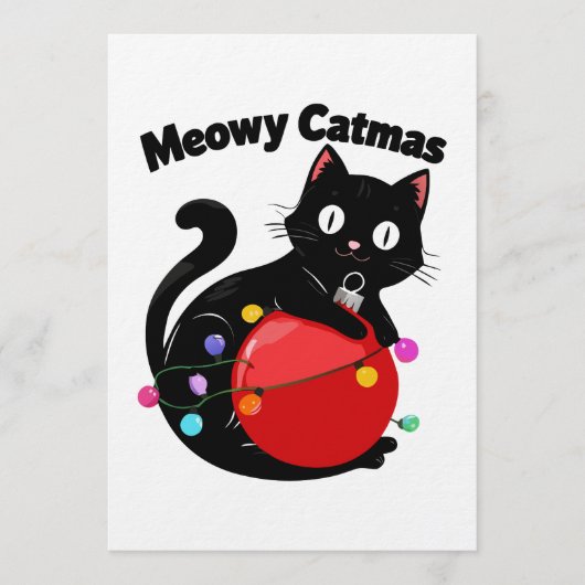 メオウィー・キャットマス - クリスマスオーナメントの猫 招待状 (正面)