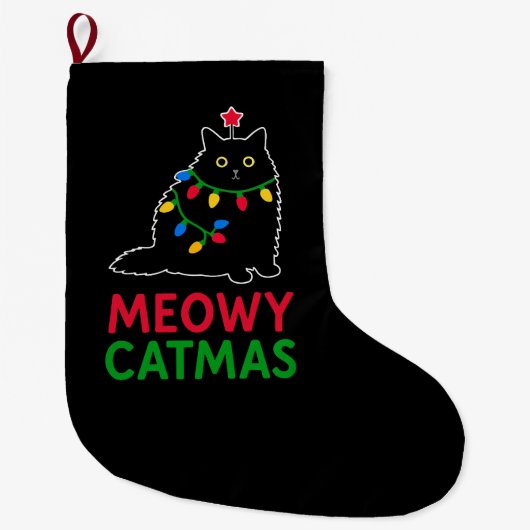 メオウィー・キャットマス ラージクリスマスストッキング (正面)