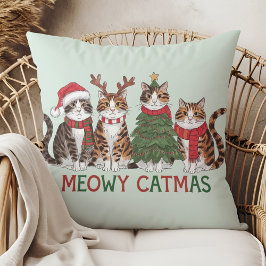 メオウィー・キャットマス 楽しいホリデーキャット - クリスマス デコレーション クッション
