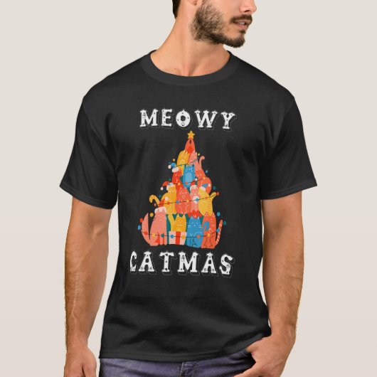 メオウィー・キャットマス 猫のクリスマス Tシャツ (正面)