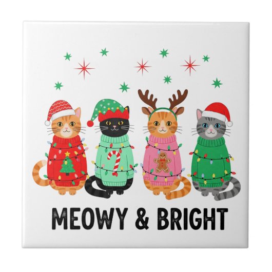 メオウィー・クリスマス・キャット タイル (正面)