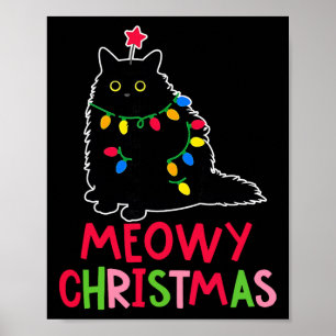 メオウィー クリスマス Xmas ライト 黒猫 パジャマ ファミ ポスター