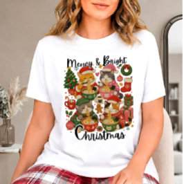 メオウィー&ブライト・クリスマス - 楽しい猫とラーメン Tシャツ