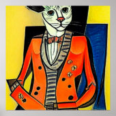 メオウクラシックザルトミュージシャンキャット抽象芸術絵画ズ ポスター (正面)