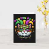 メオウディグラスマルディグラ猫好きニューオーリンズルイ カード (黄色い花)