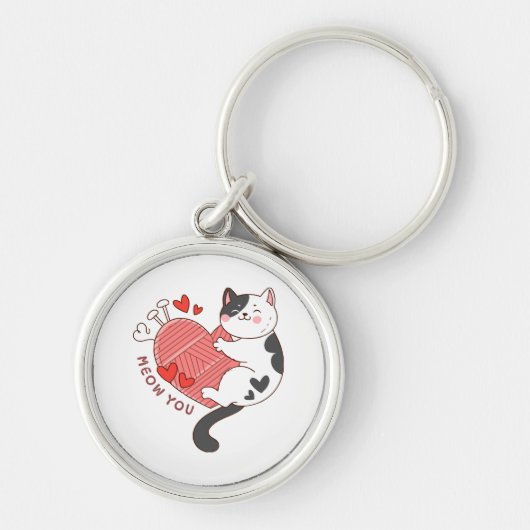 メオウ ユー かわいい 猫 バレンタインデー キーホルダー (正面)