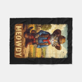 メオディおもしろいカントリーサイドキャットハットカウボーイC フリースブランケット (正面(横))