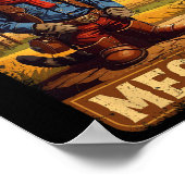 メオディおもしろいカントリーサイドキャットハットカウボーイC ポスター (角)