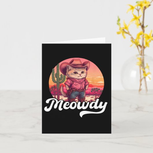 メオディテキサス州キャットミームカントリー女性のカーボーイかわいいC カード (黄色い花)