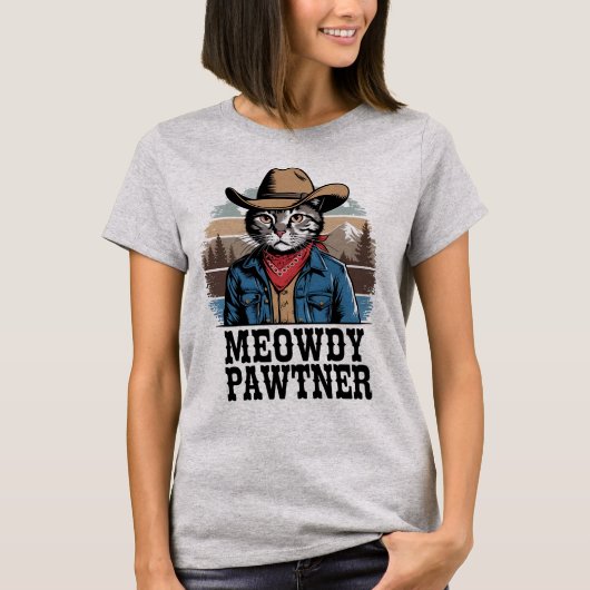 メオディパウおもしろいトナーカントリー西猫ヴィンテージ Tシャツ (正面)