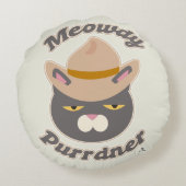 メオディパードナーおもしろいカウボーイキャット漫画アート ラウンドクッション (裏面)