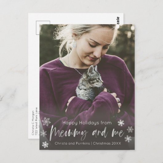 メオミーとミーの猫ママの写真オーバーレイホリデー ポストカード (正面/裏面)
