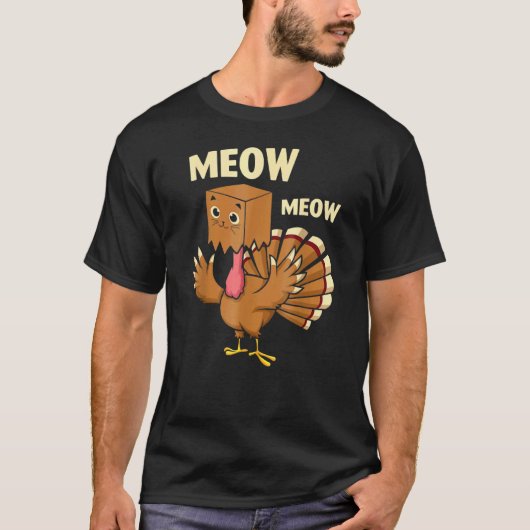 メオメオ七面鳥ネコ顔秋紅葉感謝祭 Tシャツ (正面)