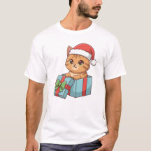 メオリークリスマス かわいい猫のホリデーフーディー＆Tシャツ