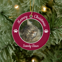メオリークリスマス かわいい猫の写真 名前 年 パウズ セラミックオーナメント