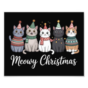 メオリークリスマス ハッピーキャットイヤー ネコ好き サンタ フォトプリント