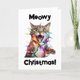 メオリークリスマス 猫の折りたたみグリーティングカード シーズンカード